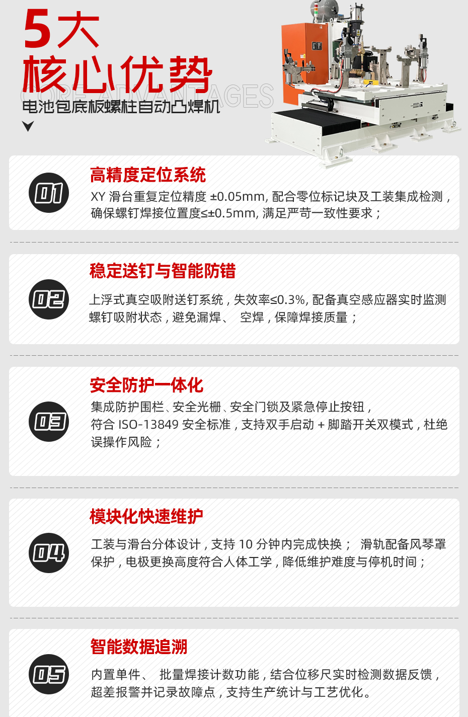 電池包底板螺柱自動(dòng)凸焊機(jī)詳情核心優(yōu)勢