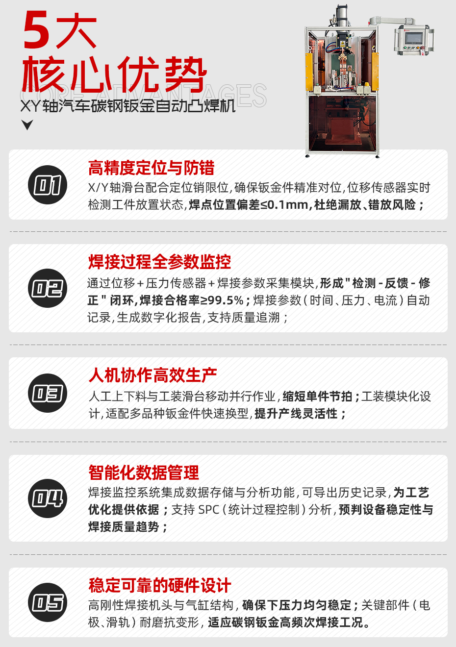 XY軸汽車碳鋼鈑金自動凸焊機詳情核心優(yōu)勢