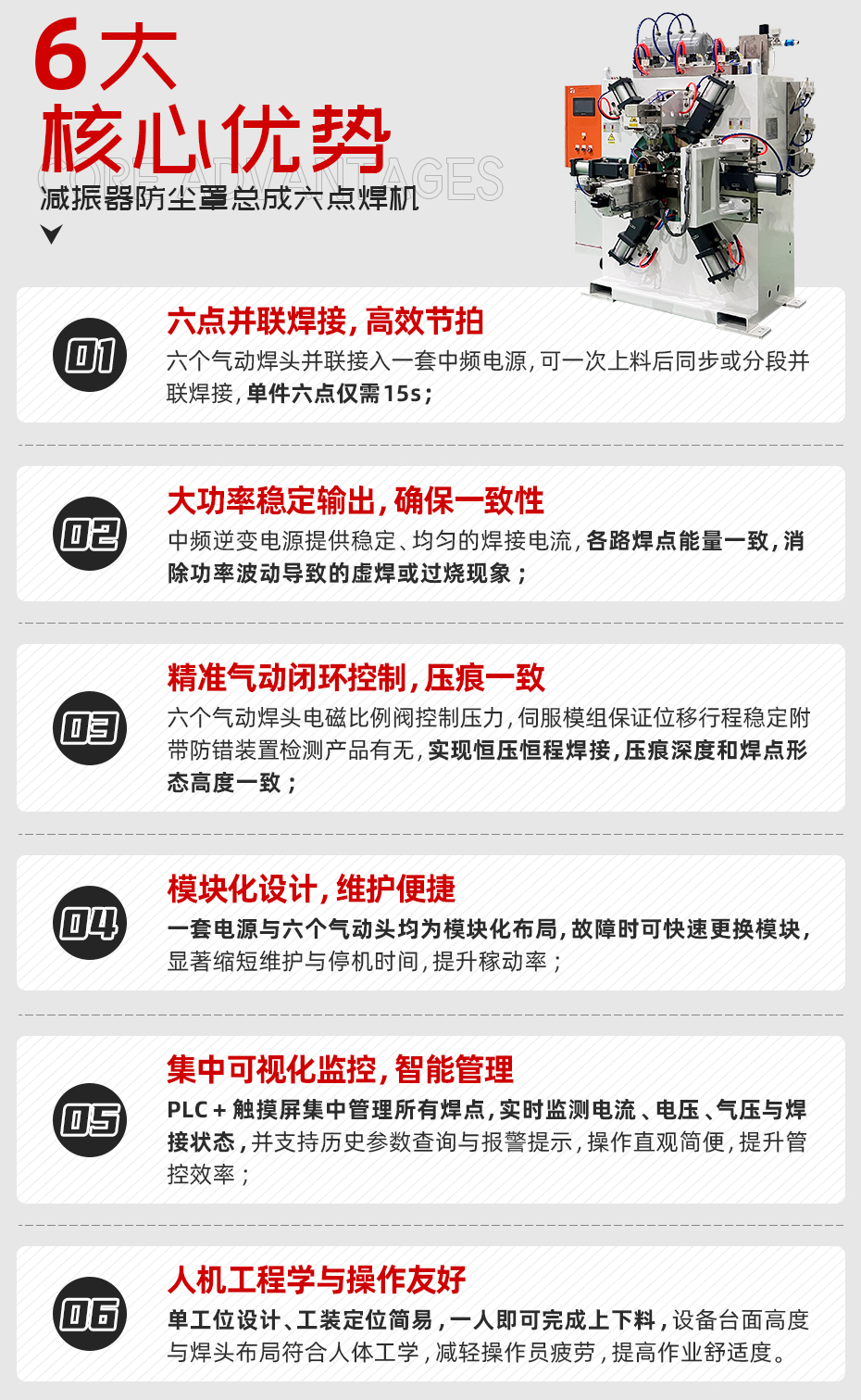 減振器防塵罩總成六點焊機詳情核心優(yōu)勢