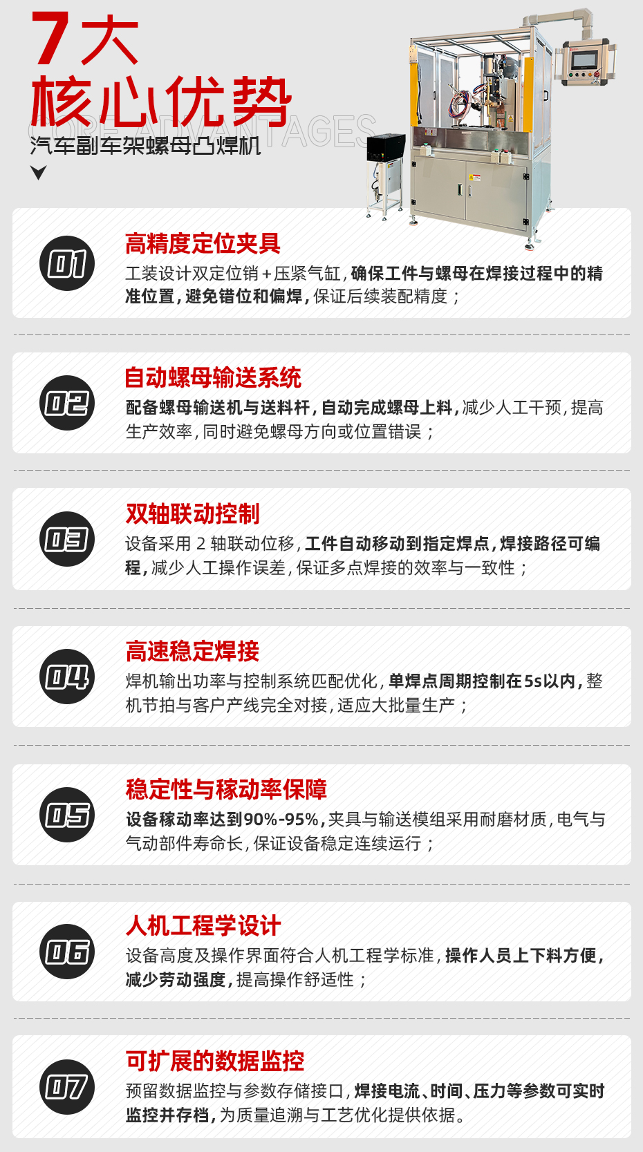 汽車副車架螺母凸焊機(jī)詳情核心優(yōu)勢(shì)